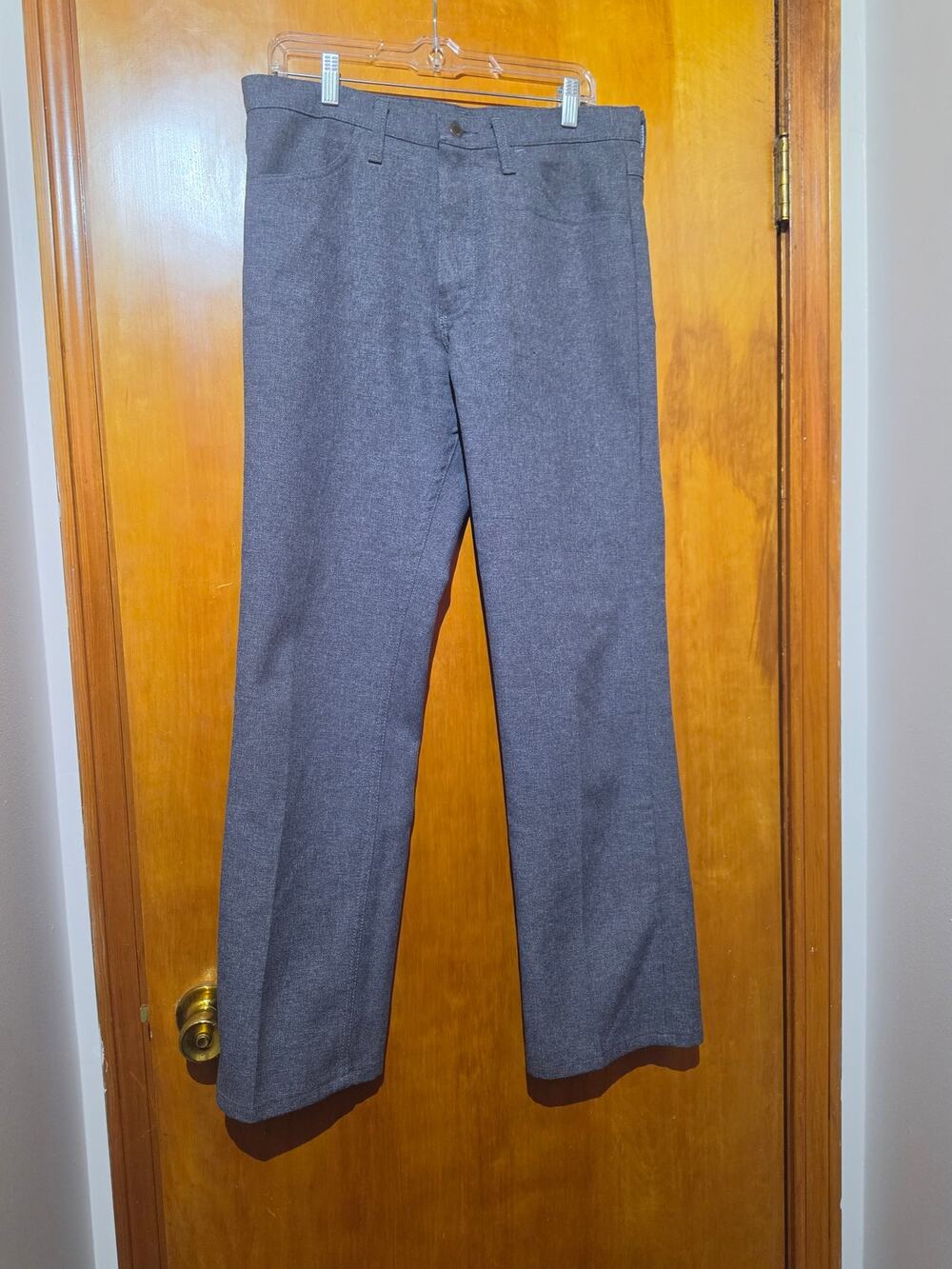 Wrangler Wrancher Dress Jeans Mens 34x32 Heather Grey Bootcut Western Slacks